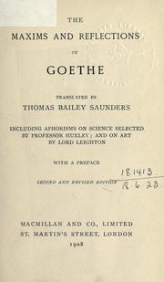 Cover of: The Maxims and Reflections of Goethe by Johann Wolfgang von Goethe