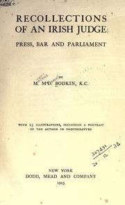 Cover of: Recollections of an Irish judge by M. McDonnell Bodkin