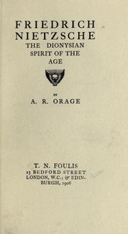 Cover of: Friedrich Nietzsche by A. R. Orage