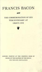 Cover of: Francis Bacon by Gray's Inn., Gray's Inn, Gray's Inn.