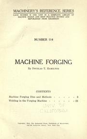 Cover of: Machine forging by Hamilton, Douglas T.