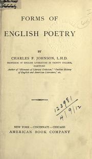Cover of: Forms of English poetry. by Charles Frederick Johnson