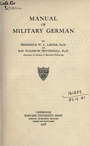 Cover of: Manual of military German.