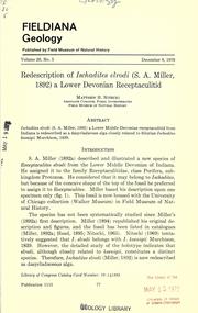 Cover of: Redescription of Ischadites elrodi (S. A. Miller, 1892): a Lower Devonian receptaculitid
