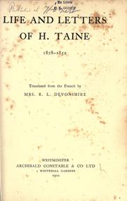 Cover of: Life and letters of H. Taine ..