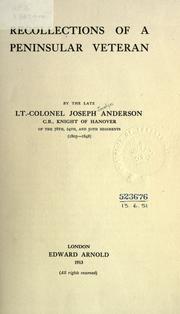 Cover of: Recollections of a Peninsular veteran by Joseph Jocelyn Anderson