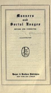 Cover of: Manners and social usages. by M. E. W. Sherwood