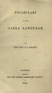Cover of: Vocabulary of the Galla language