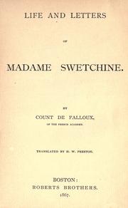 Cover of: Life and letters of Madame Swetchine.