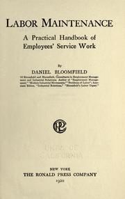 Cover of: Labor maintenance by Bloomfield, Daniel.