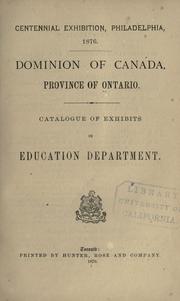 Cover of: Catalogue of exhibits in Education Department