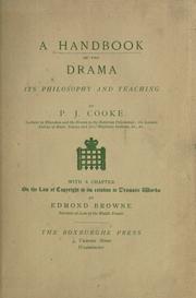 Cover of: A handbook of the drama: its philosophy and teaching