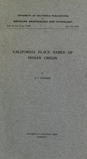 Cover of: California place names of Indian origin