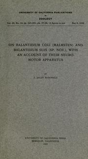 Cover of: On Balantidium coli (Malmsten) and Balantidium suis (sp. nov.): with an account of their neuromotor apparatus