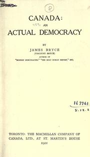 Cover of: Canada: an actual democracy