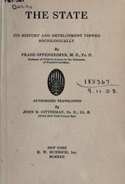 Cover of: The State by Franz Oppenheimer, Franz Oppenheimer