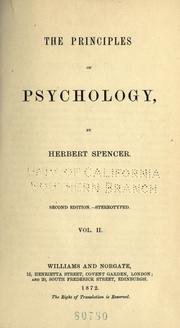 Cover of: The principles of psychology by Herbert Spencer, Herbert Spencer