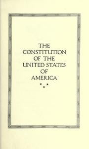 Cover of: The Constitution of the United States of America. by United States