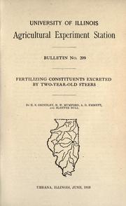 Cover of: Fertilizing constituents excreted by two-year-old steers