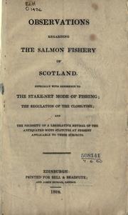 Cover of: Observations regarding the salmon fishery of Scotland. by 