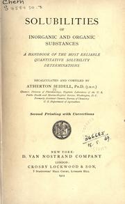 Cover of: Solubilities of inorganic and organic substances by Seidell, Atherton