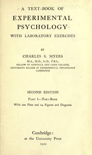 Cover of: A text-book of experimental psychology by Myers, Charles Samuel