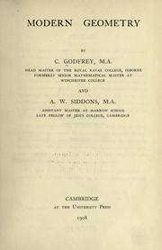 Cover of: Modern geometry
