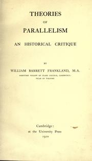 Cover of: Theories of parallelism by William Barrett Frankland