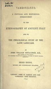 Cover of: Varronianus by Donaldson, John William, Donaldson, John William