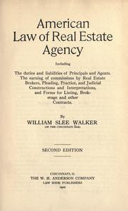 Cover of: American law of real estate agency by William Slee Walker, William Slee Walker