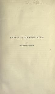 Cover of: Twelve Andamanese songs