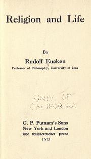 Cover of: Religion and life by Rudolf Eucken, Rudolf Eucken