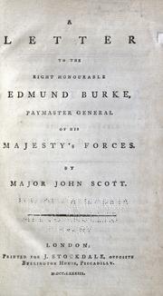 Cover of: A letter to the Right Honourable Edmund Burke, paymaster general of His Majesty's forces