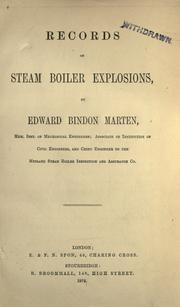 Cover of: Records of steam boiler explosions by Edward Bindon Marten