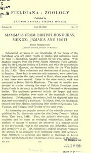 Cover of: Mammals from British Honduras, Mexico, Jamaica and Haiti.