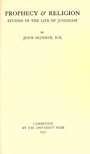 Cover of: Prophecy and religion by Skinner, John