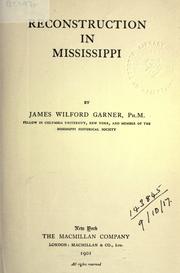 Cover of: Reconstruction in Mississippi. by James Wilford Garner