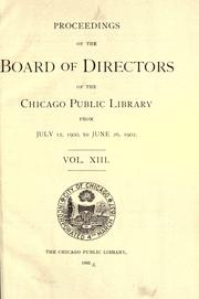 Cover of: Proceedings of the board of directors of the Chicago Public Library.