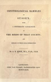 Cover of: Ornithological rambles in Sussex by Arthur Edward Knox