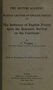 Cover of: The influence of English poetry upon the romantic revival on the Continent. by Charles Edwyn Vaughan