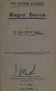 Cover of: Roger Bacon by John Edwin Sandys, Sir