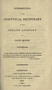 Cover of: Introduction to An analytical dictionary of the English language ...