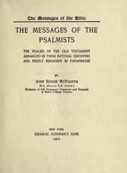 Cover of: The messages of the psalmists by John Edgar McFadyen