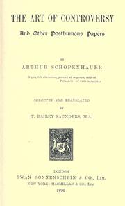 Cover of: The art of controversy by Arthur Schopenhauer