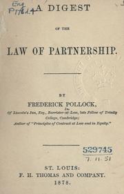 Cover of: digest of the law of partnership.