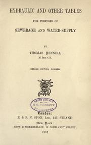 Cover of: Hydraulic and other tables for purposes of sewerage and water-supply