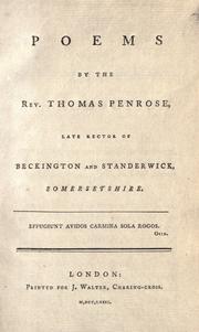 Cover of: Poems by the Rev. Thomas Penrose ...