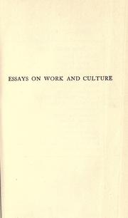 Cover of: Essays on work and culture. by Hamilton Wright Mabie