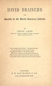 Cover of: David Brainerd, the apostle to the North American Indians by Jesse Page