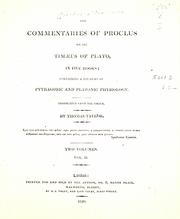 Cover of: The commentaries of Proclus on the Timaeus of Plato, in five books